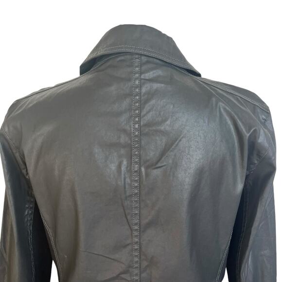 Eileen Fisher Jacket Size M Medium Black Moto Waxed Stretch Knit Classic Capsule - Picture 10 of 13
